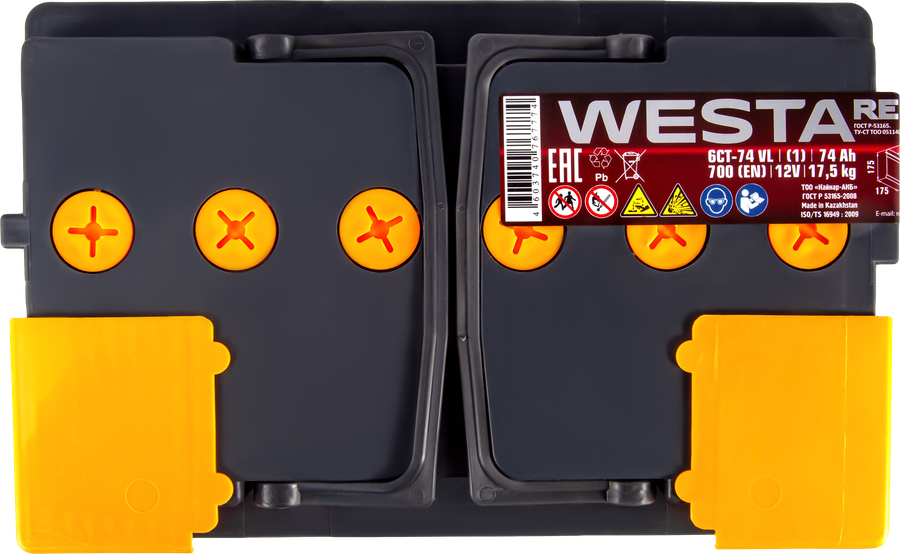Батарея аккумуляторная WESTA RED 6ст-74, прямая полярность, превью