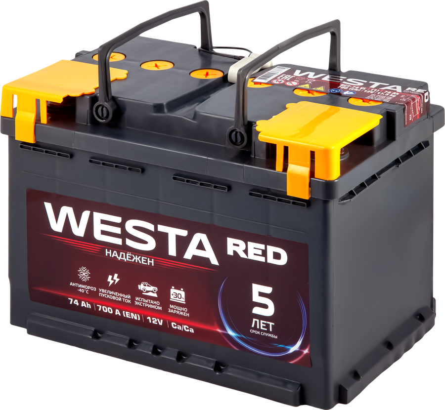 Батарея аккумуляторная WESTA RED 6ст-74, прямая полярность, предпросмотр