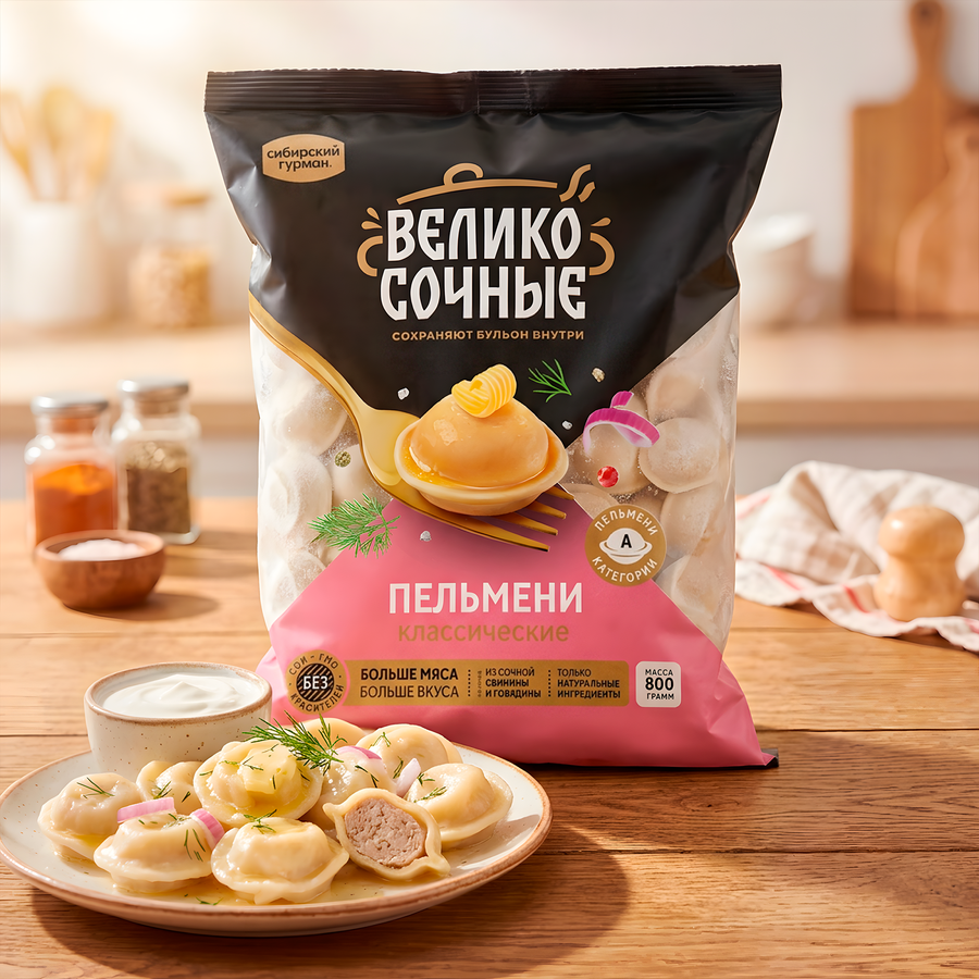 Пельмени ВЕЛИКОСОЧНЫЕ Классические, 800г, предпросмотр