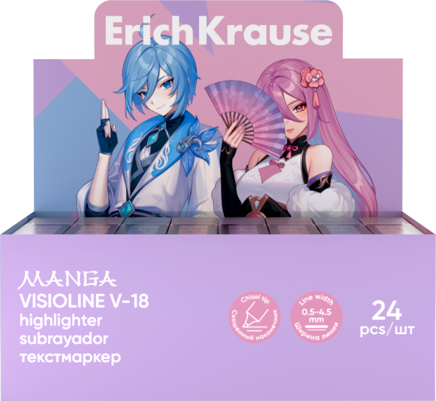 Текстмаркер ERICHKRAUSE Visioline V-18 manga, в ассортименте, Арт. 60812, превью