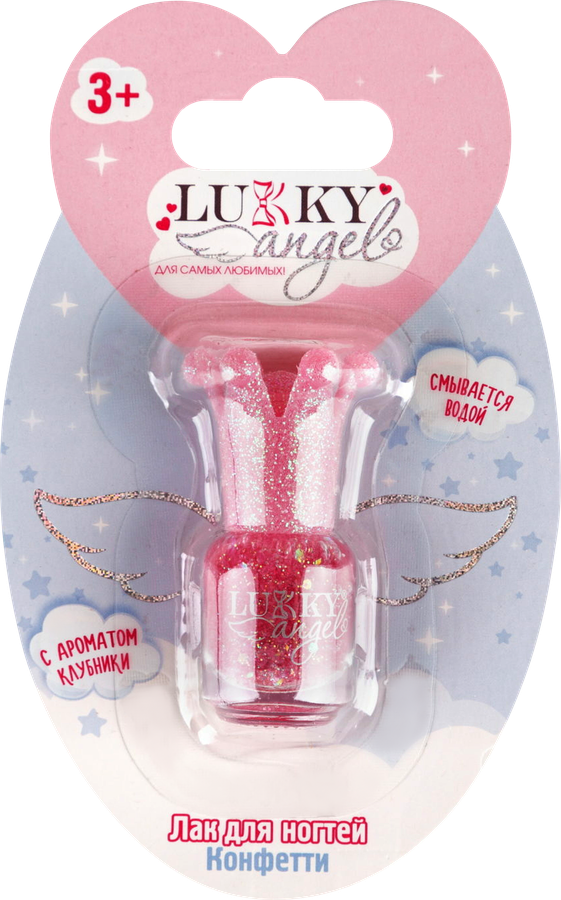 Лак для ногтей LUKKY Angel Конфетти, смываемый водой, с ароматом клубники, Арт. Т23502-Т23507, превью