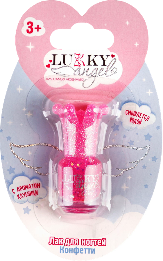 Лак для ногтей LUKKY Angel Конфетти, смываемый водой, с ароматом клубники, Арт. Т23502-Т23507, превью