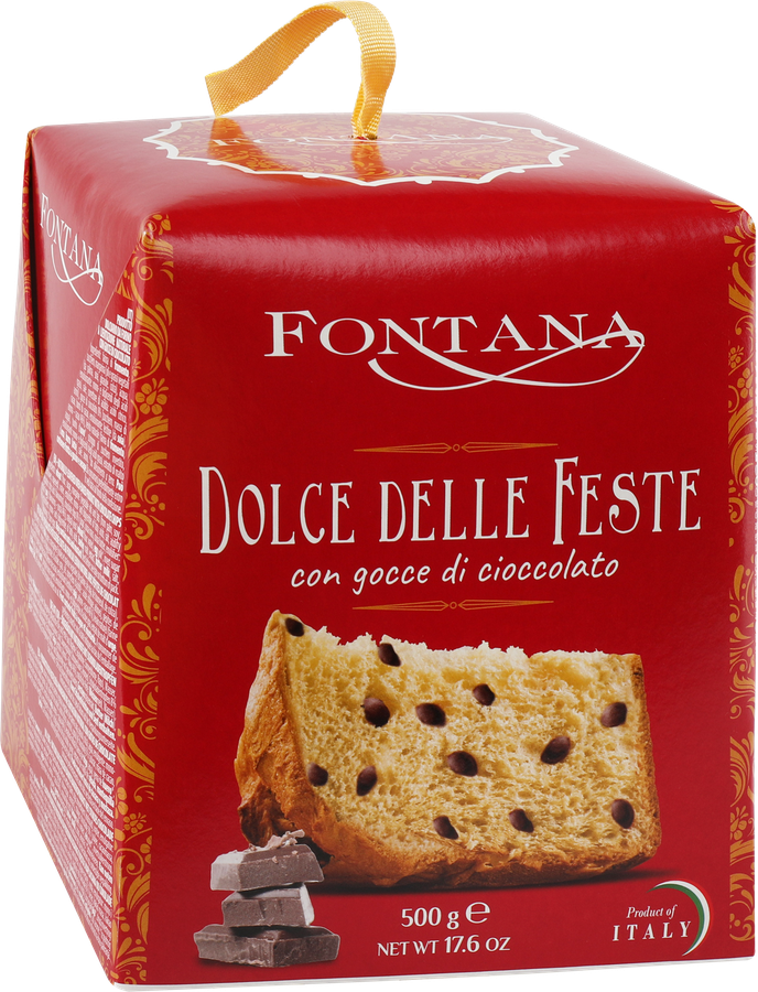Кулич FONTANA Dolce Delle Feste Панеттоне с кусочками шоколада, 500г, предпросмотр