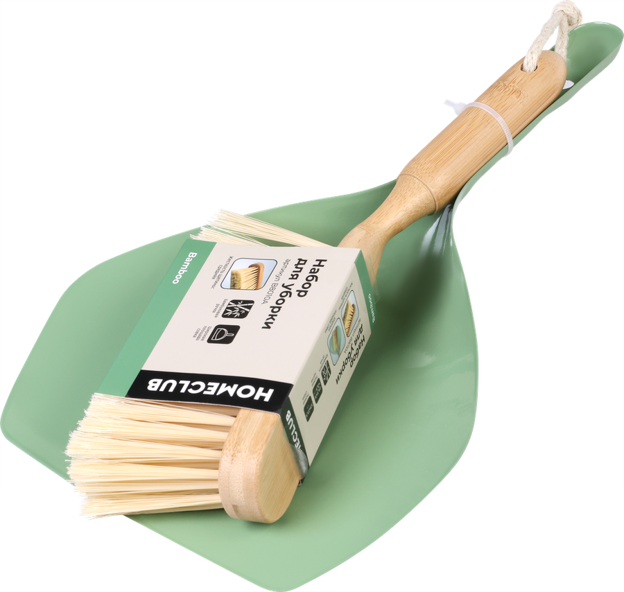 Набор для уборки HOMECLUB Bamboo, совок со сметкой, бамбук, металл, Арт. B8010A, превью