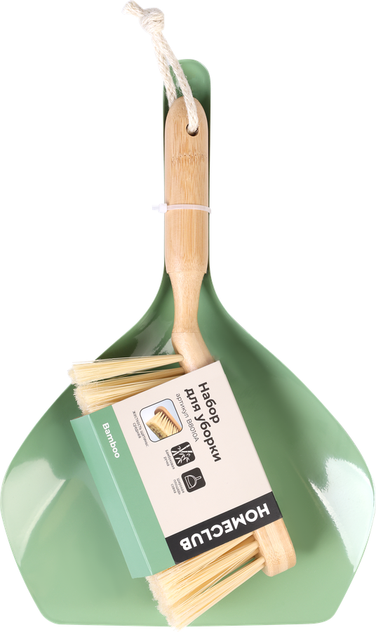 Набор для уборки HOMECLUB Bamboo, совок со сметкой, бамбук, металл, Арт. B8010A, превью