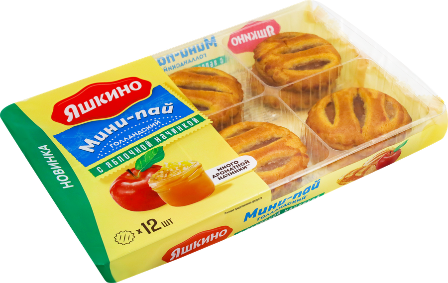 Печенье ЯШКИНО Мини-пай голландский с яблочной начинкой, 360г, превью