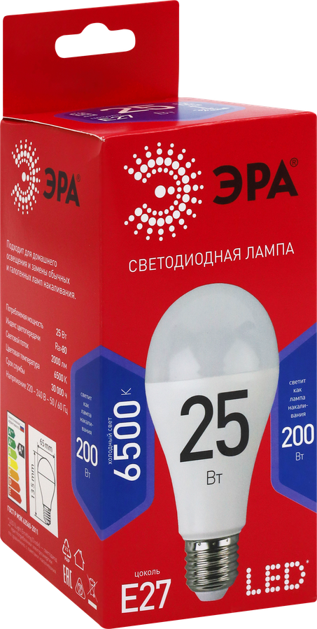 Лампа светодиодная ЭРА Red line LED A65-25W-865-E27 R 25Вт груша, холодный дневной свет, Арт. Б0048011, превью