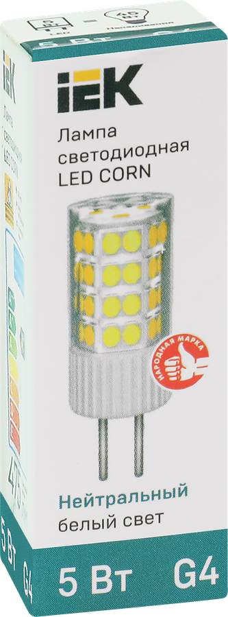Лампа IEK LED Капсула 5Вт, 230В, 4000К, цоколь G4, Арт. LLE-CORN-5-230-40-G4, предпросмотр
