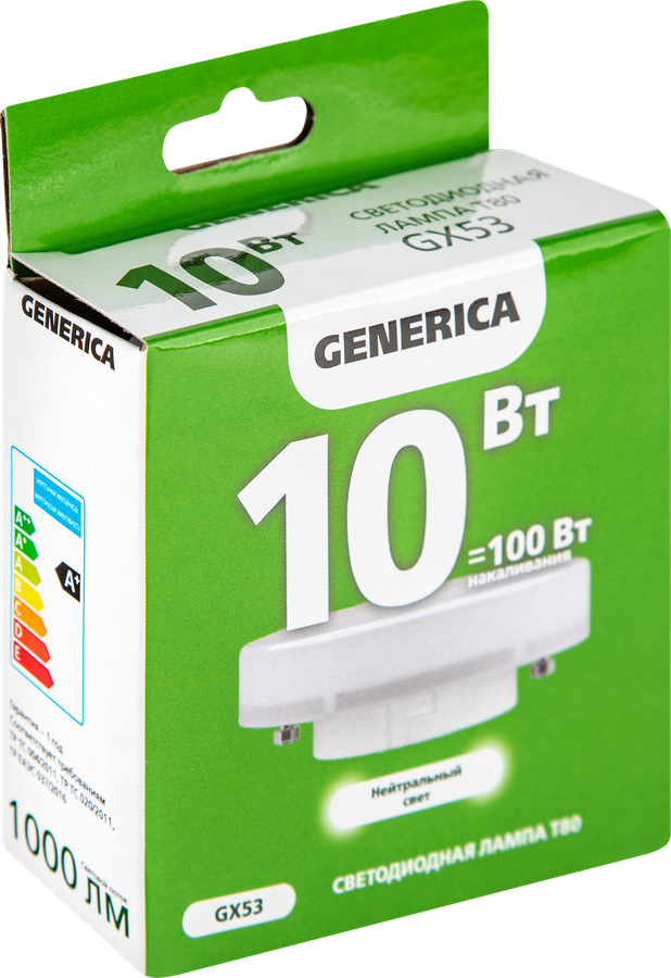 Лампа GENERICA LED таблетка 10Вт, 230В, 4000К, цоколь GX53, Арт. LL-T80-10-230-40-GX53-G, превью