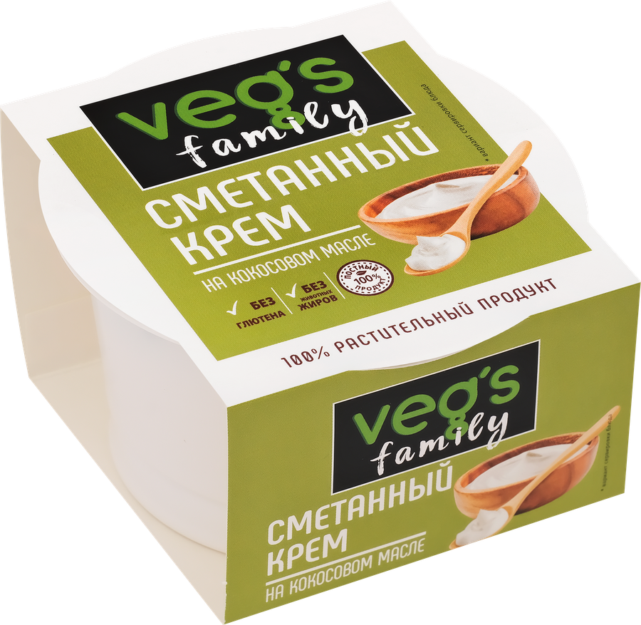 Крем VEG'S Family со вкусом сметаны на основе кокосового масла, 170г, превью
