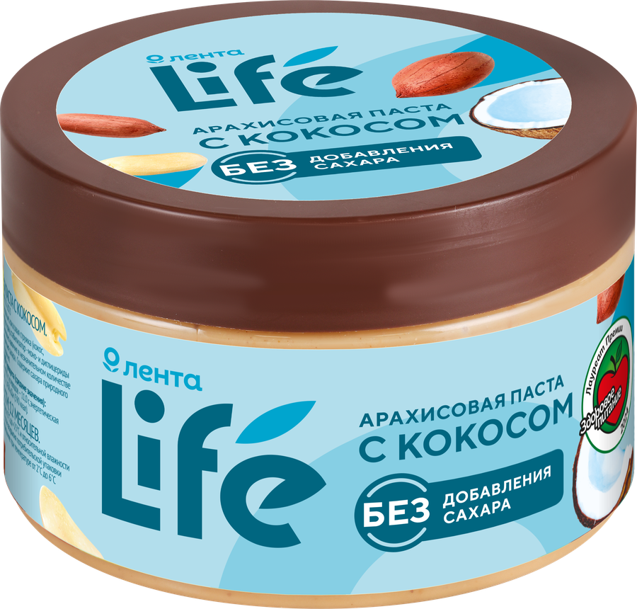 Паста арахисовая ЛЕНТА LIFE с кокосом, 250г, превью