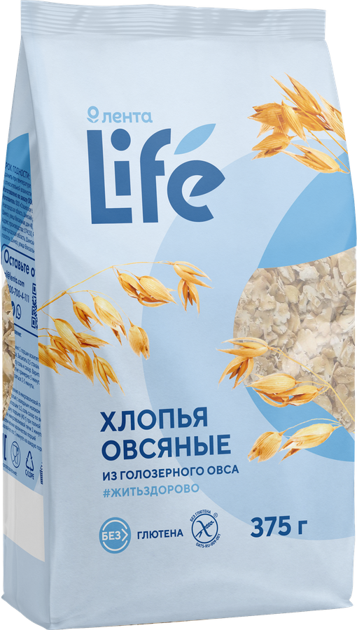 Хлопья овсяные безглютеновые ЛЕНТА LIFE, 375г, превью