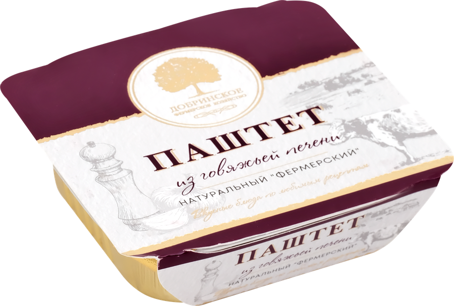 Паштет ДОБРИНСКОЕ Фермерский натуральный, из говяжьей печени, 100г, предпросмотр