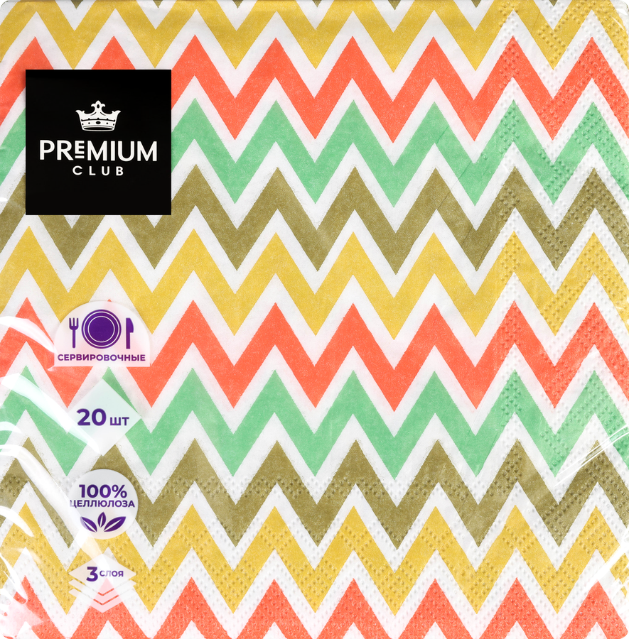 Салфетки бумажные PREMIUM CLUB Графика 3-слоя, 33х33см, 20шт, предпросмотр