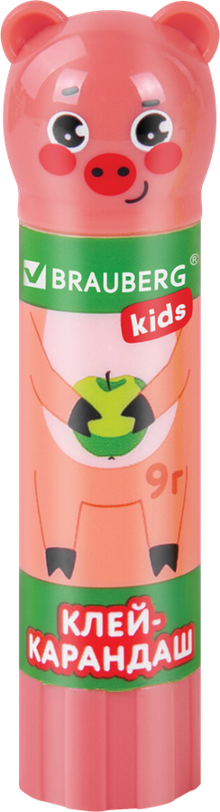 Клей-карандаш BRAUBERG Kids Пастельные зверята: мышка, тигр, бегемот, Арт. 271140, 9г, превью