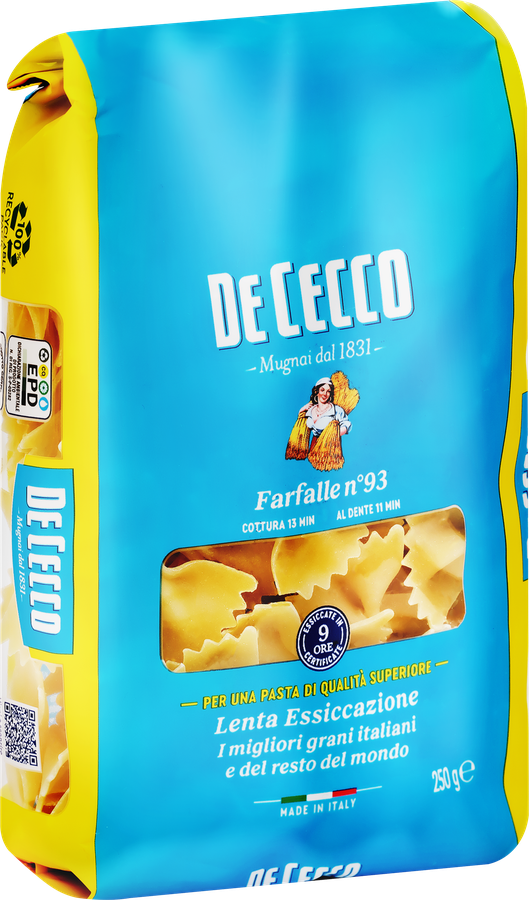 Макароны DE CECCO Фарфалле №93, 250г, превью