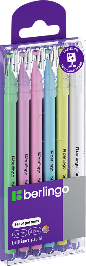 Набор гелевых ручек BERLINGO Brilliant pastel, в ассортименте, 6шт, превью
