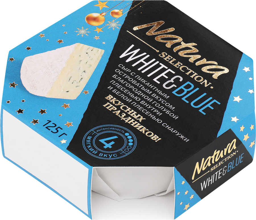 Сыр NATURA Selection White blu с голубой плесенью 60%, без змж, 125г, превью