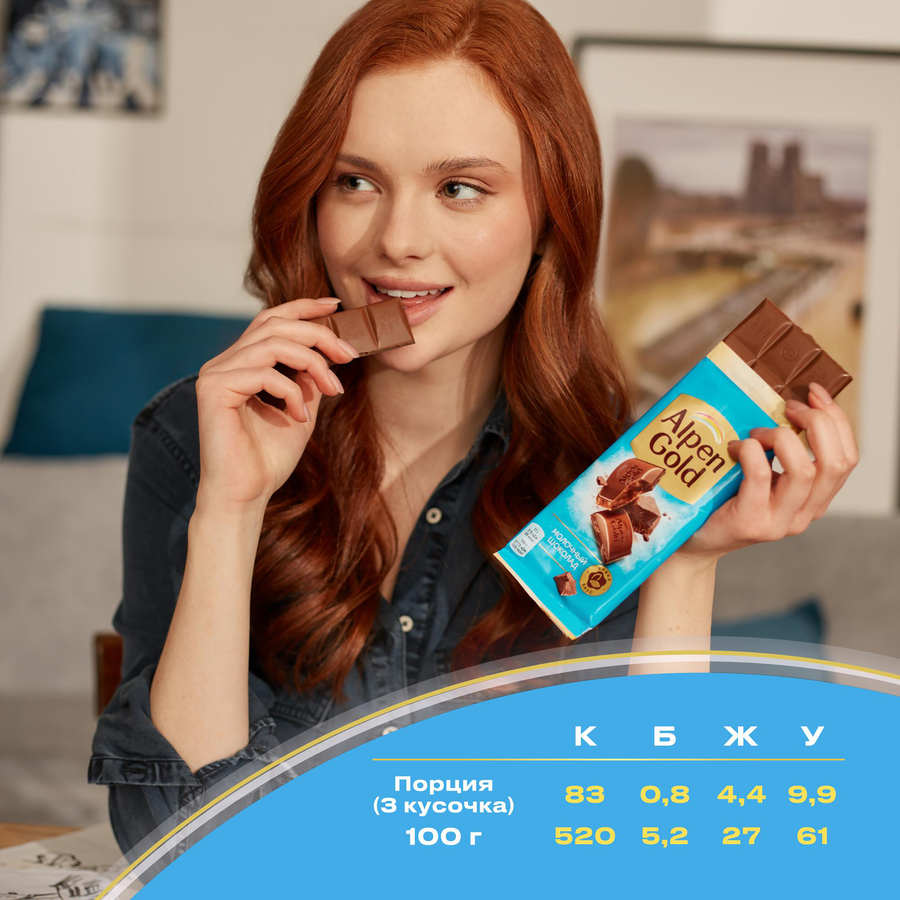 Шоколад молочный ALPEN GOLD, 80г, предпросмотр