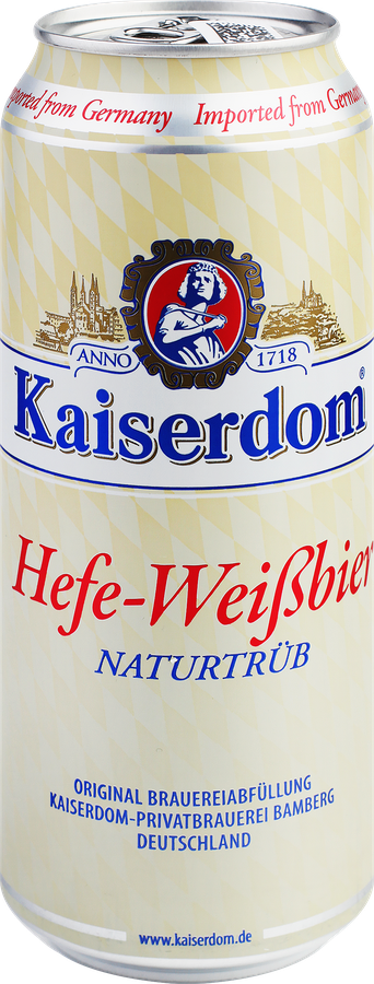 Пиво светлое KAISERDOM Хефе-Вайсбир нефильтрованное пастеризованное 4,7%, 0.5л, предпросмотр
