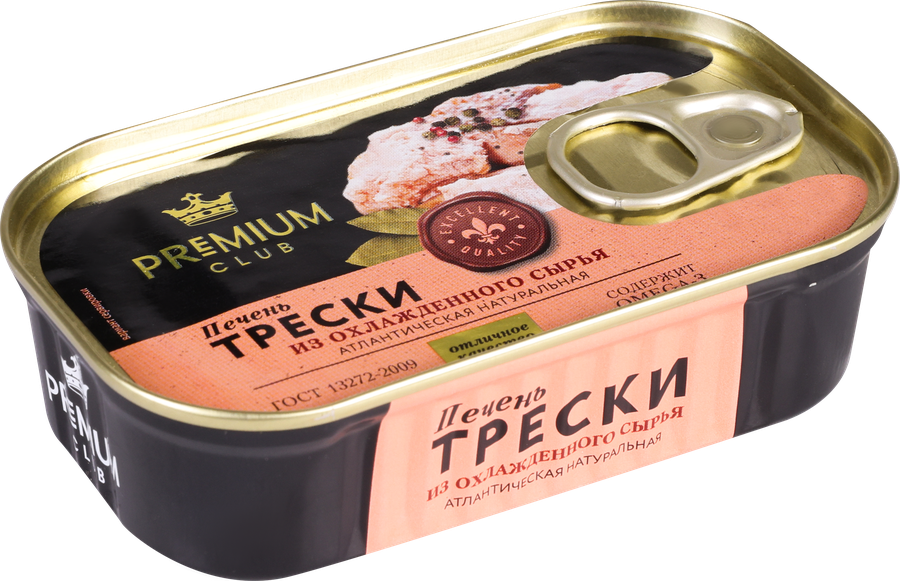 Печень трески Атлантической PREMIUM CLUB натуральная, 115г, превью