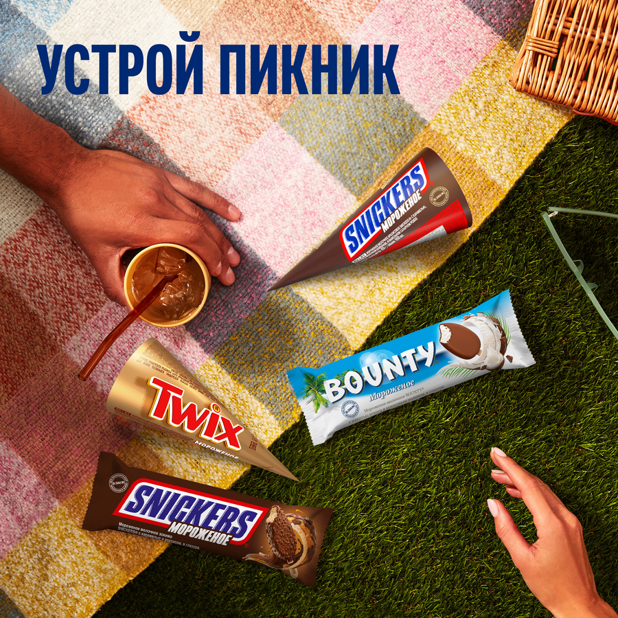 Мороженое молочное BOUNTY Молочное, с мякотью кокоса и кокосовым молоком  в глазури 6%, без змж, эскимо, 60г, превью