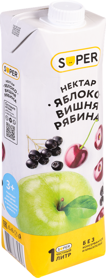 Нектар SUPER Яблоко, вишня, рябина, 1л, предпросмотр