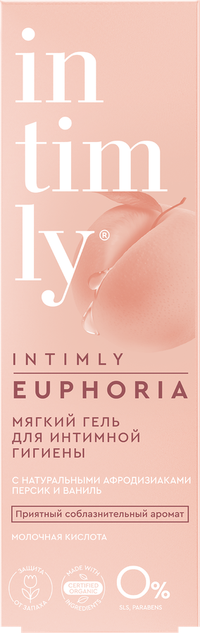 Гель для интимной гигиены INTIMLY Euphoria Персик и ваниль, мягкий с натуральными афродизиаками, 220мл, предпросмотр