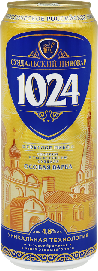 Пиво светлое СУЗДАЛЬСКИЙ ПИВОВАР 1024 Особое фильтрованное пастеризованное 4,8%, 0.45л, предпросмотр