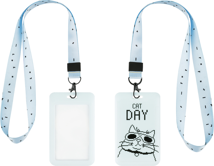 Бейдж вертикальный MESHU Cat day, 11х7см, лента с карабином, 3D печать, превью