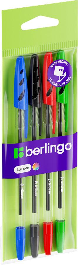 Набор шариковых ручек BERLINGO Tribase, 4 цвета, Арт. 355457, 4шт, превью