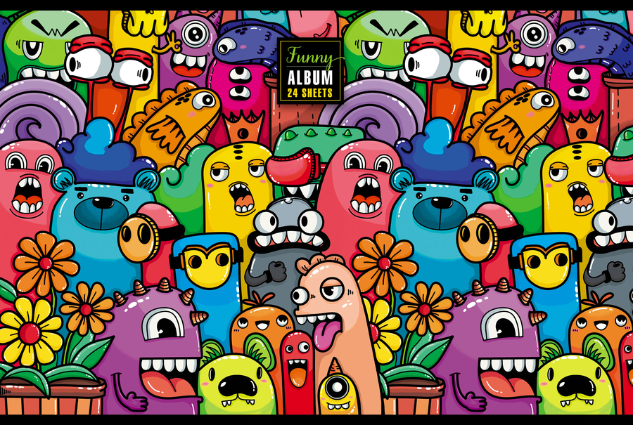 Альбом для рисования ПЗБМ Куча монстров, 24 листа, А4, на скрепке, Арт. 44055, превью