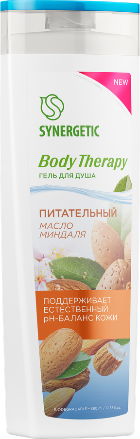 Гель для душа SYNERGETIC Body Therapy Масло миндаля, 380мл, предпросмотр