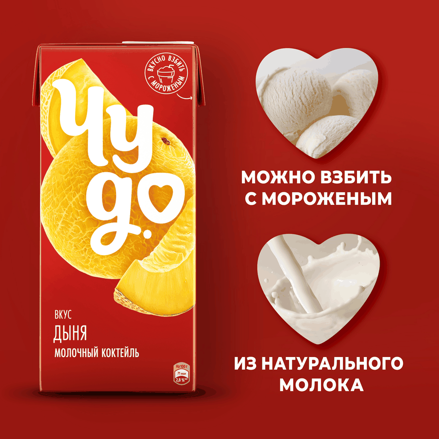 Коктейль молочный ЧУДО Дыня 2%, без змж, 960г, превью