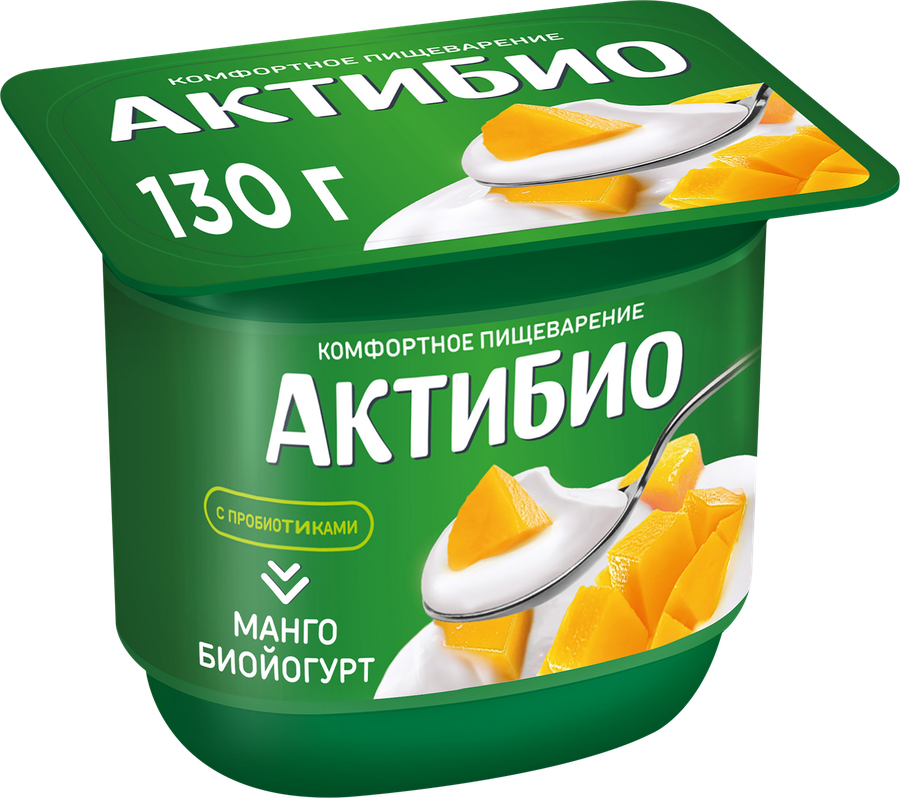 Биойогурт АКТИБИО Манго 3%, без змж, 130г, превью