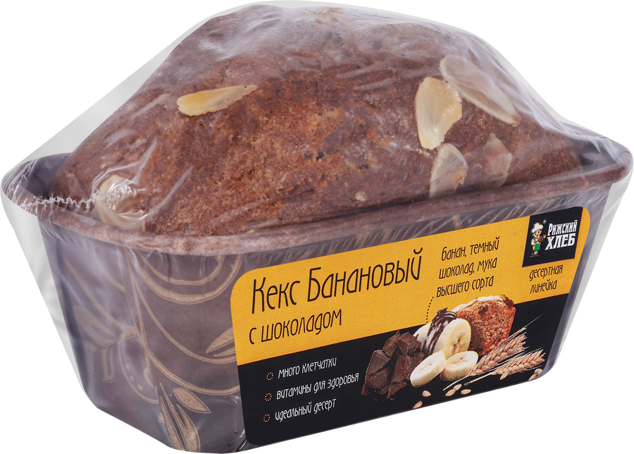 Кекс РИЖСКИЙ ХЛЕБ Банановый с шоколадом, 150г, превью