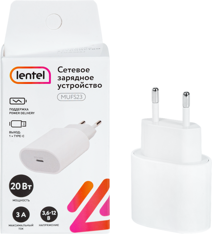 Сетевое зарядное устройство LENTEL 20Вт, Type-C, Арт. MUFS23, превью