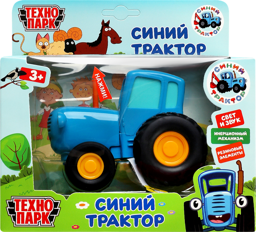 Игрушка инерционная ТЕХНОПАРК модель синий трактор 11см, металл, свет-звук, Арт. 343453, превью