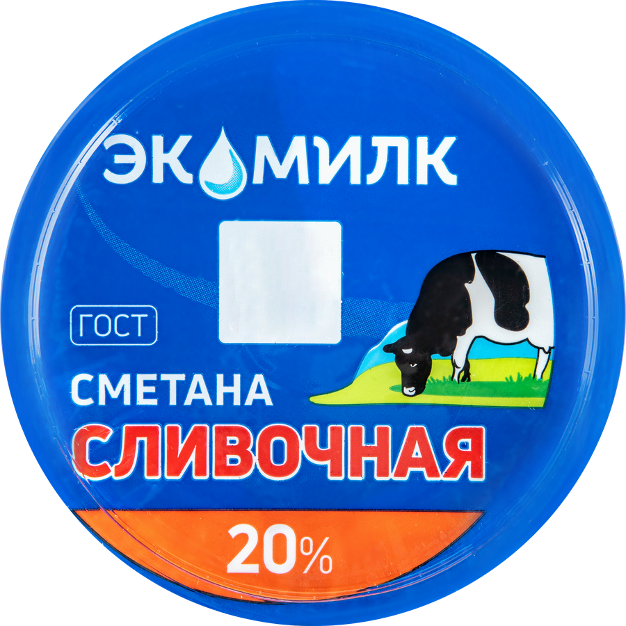 Сметана ЭКОМИЛК Сливочная 20%, без змж, 300г, превью