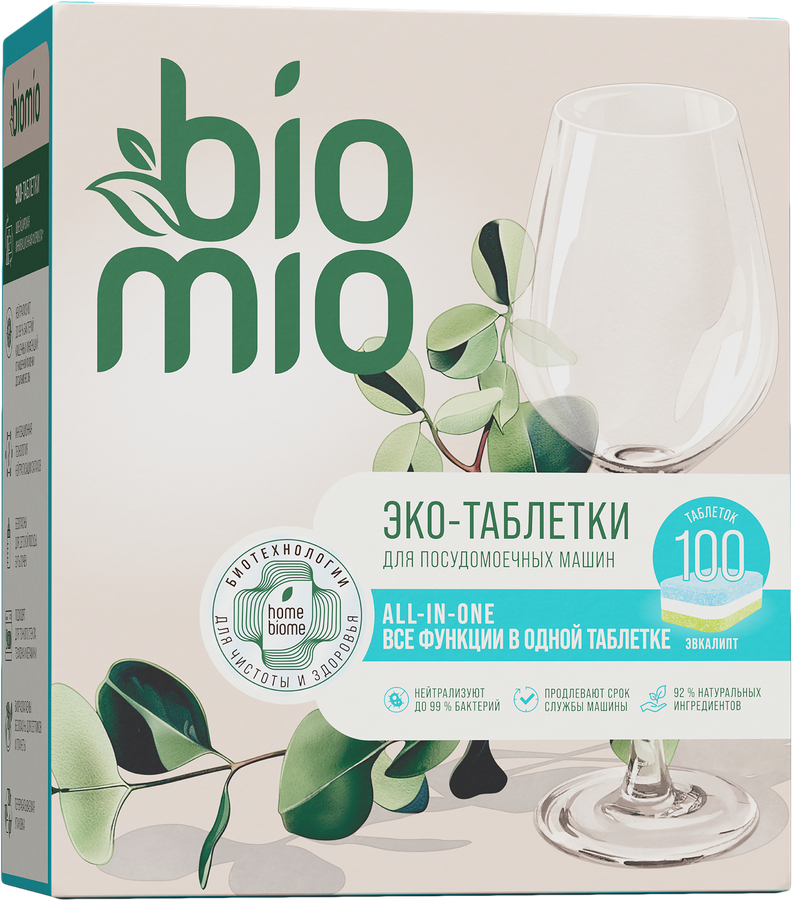 Таблетки для посудомоечной машины BIOMIO Bio-tabs Multi Эвкалипт, 100шт, превью