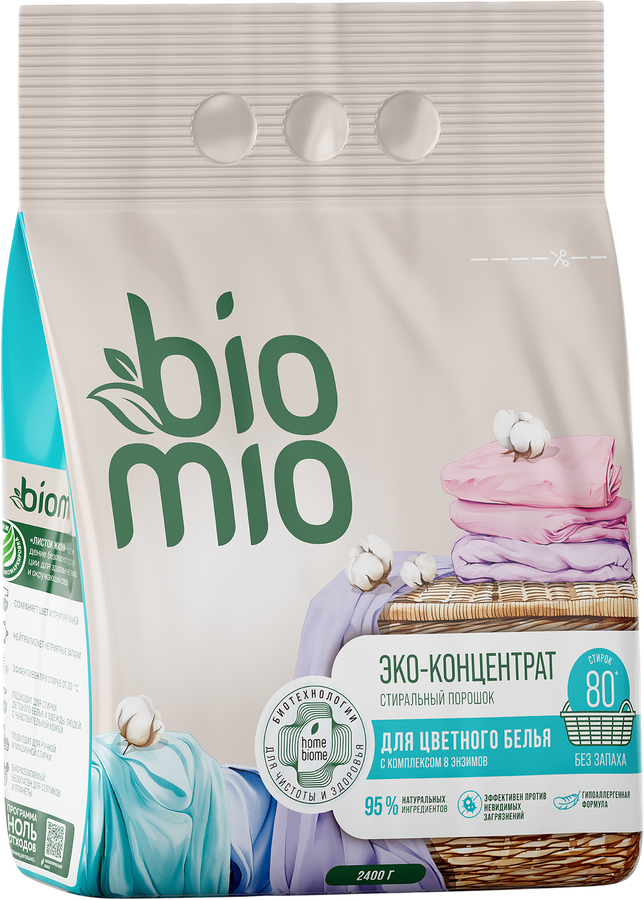 Стиральный порошок BIOMIO Bio-universal Colors&Whites Универсальный, концентрат, 2,4кг, предпросмотр