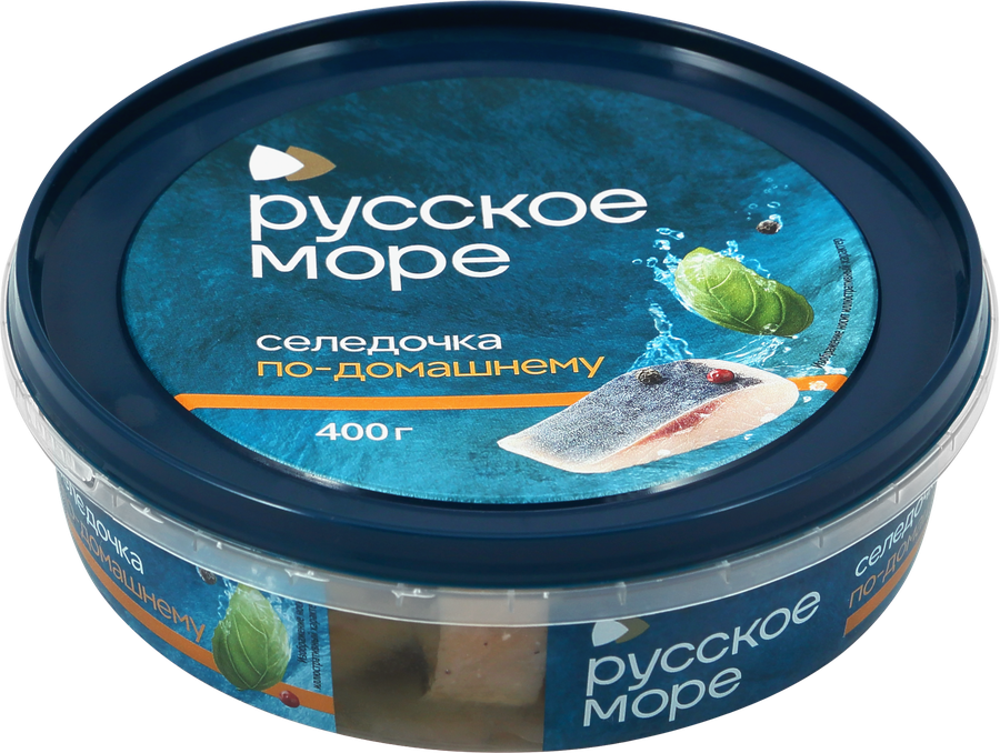 Сельдь Тихоокеанская слабосоленая РУССКОЕ МОРЕ Селедочка По-домашнему, филе-кусочки в масле, 400г, превью