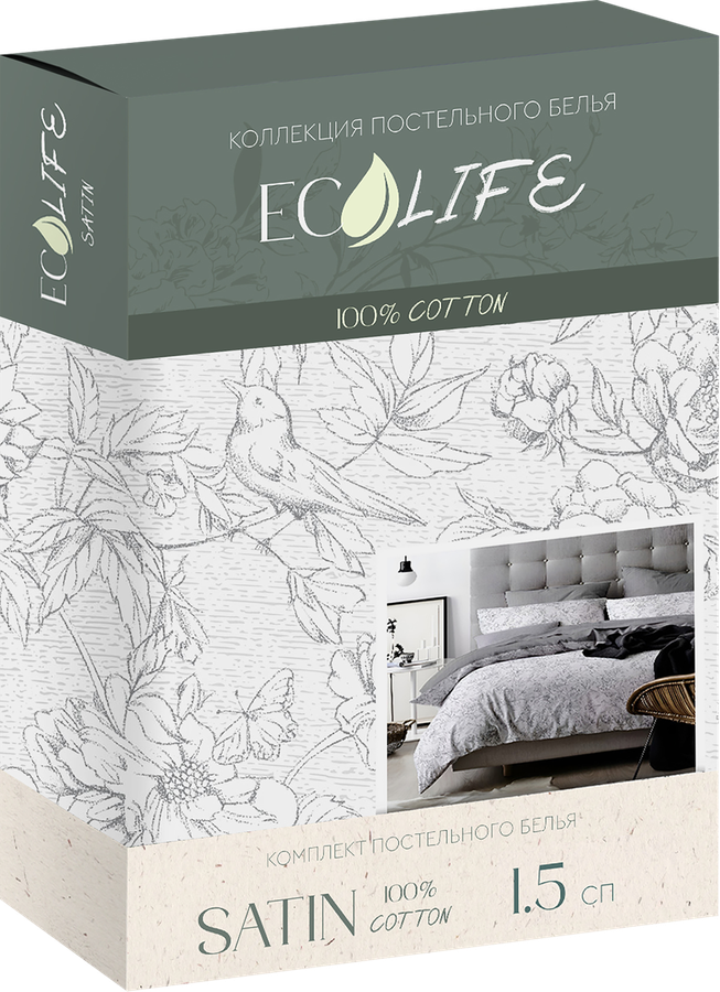 Комплект постельного белья Семейный ECOLIFE сатин, превью