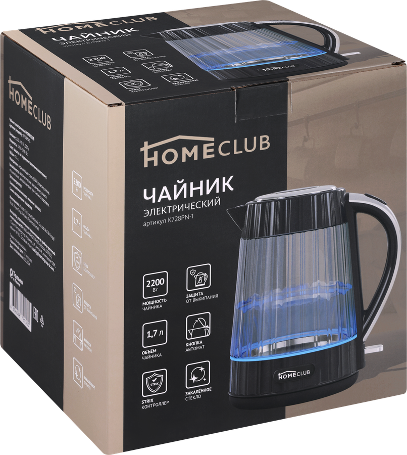 Чайник HOMECLUB Ribed, 1.7л, Арт. K728PN-1, предпросмотр