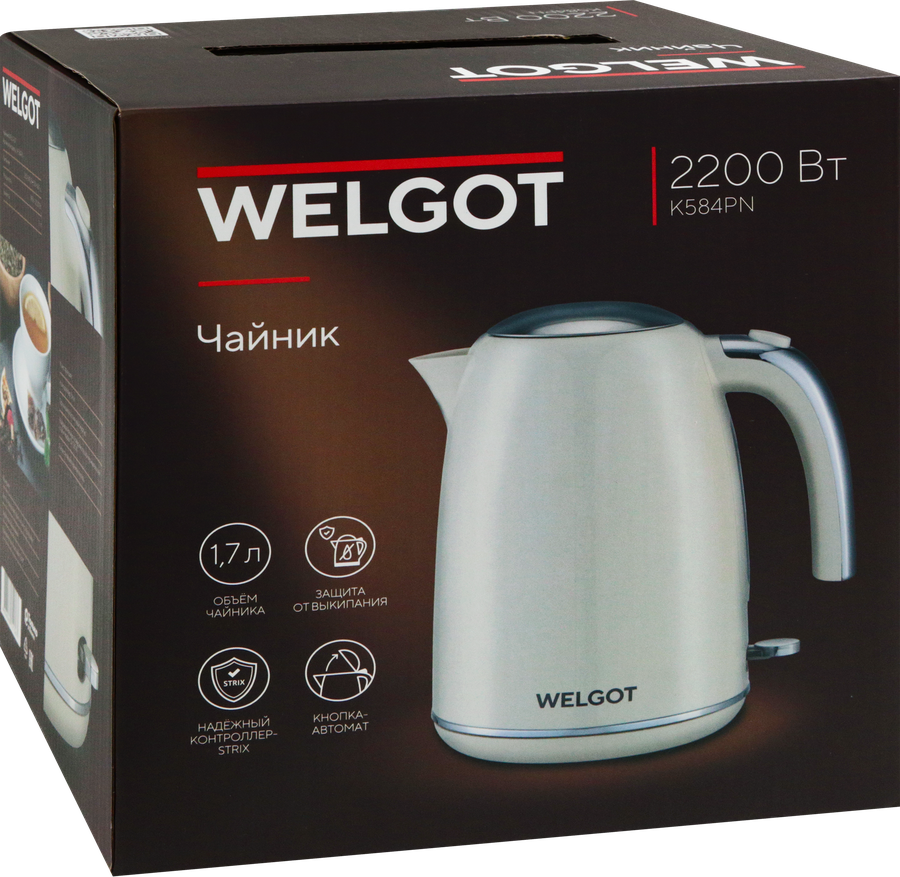 Чайник WELGOT Nude, 1.7л, 2200Вт, Strix, Арт. K584PN, превью