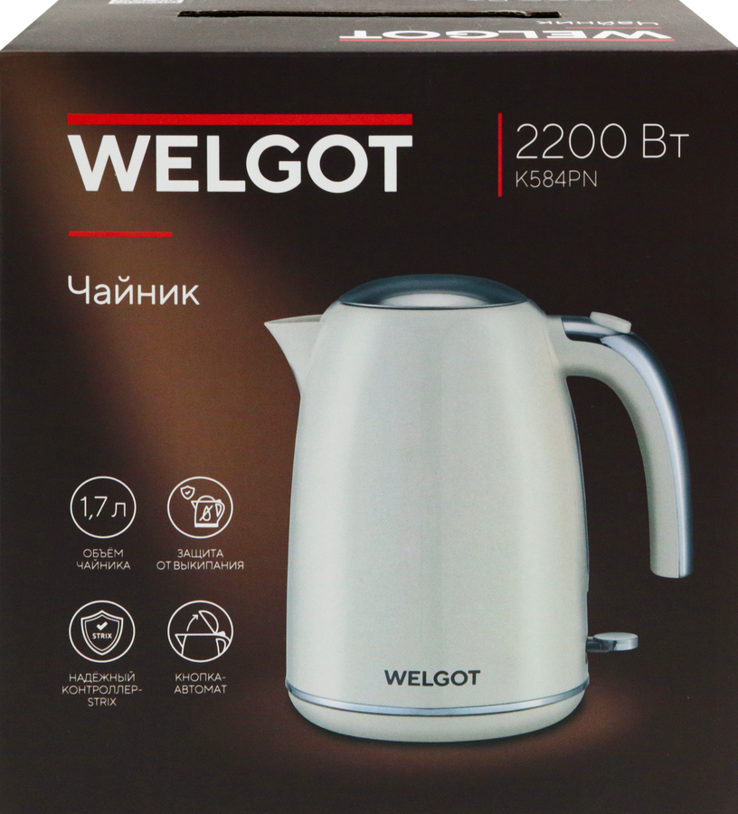 Чайник WELGOT Nude, 1.7л, 2200Вт, Strix, Арт. K584PN, превью