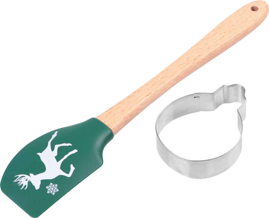 Набор кулинарный HOMECLUB лопатка + формочка для печенья, силикон, дерево, нержавеющая сталь, Арт. HN-C3, предпросмотр