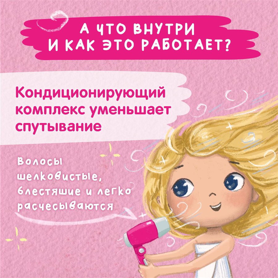 Шампунь-бальзам для девочек МОЕ СОЛНЫШКО с пантенолом и аргановым маслом 3+, 400мл, предпросмотр