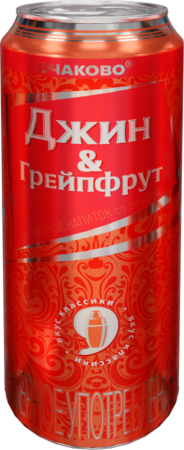 Напиток пивной ОЧАКОВО со вкусом джин-грейпфрут нефильтрованный пастеризованный осветленный 7,0%, 0.45л, предпросмотр