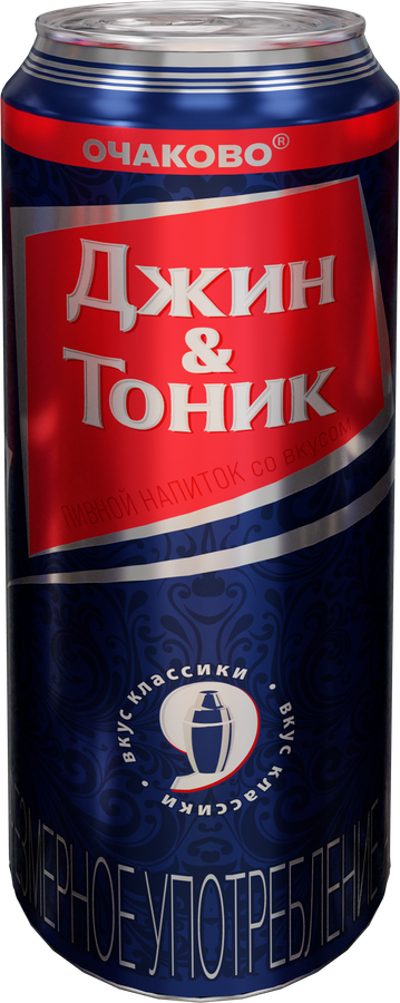 Напиток пивной ОЧАКОВО со вкусом джин-тоник нефильтрованный пастеризованный осветленный 7,0%, 0.45л, превью